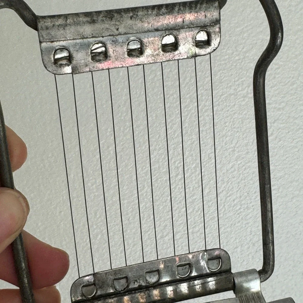 Vintage Aluminum Egg Slicer Manual Wire Cutter Retro Silver Tone Kitchen Tool